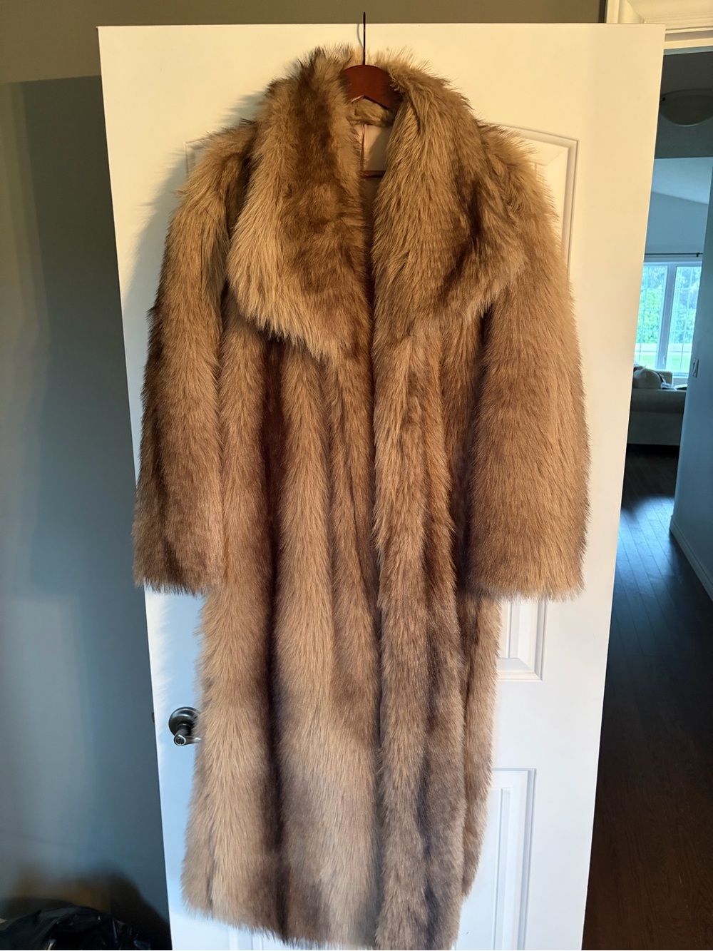 Luxurious Brown Long Faux Fur Coat - Elegant Women's Outerwear